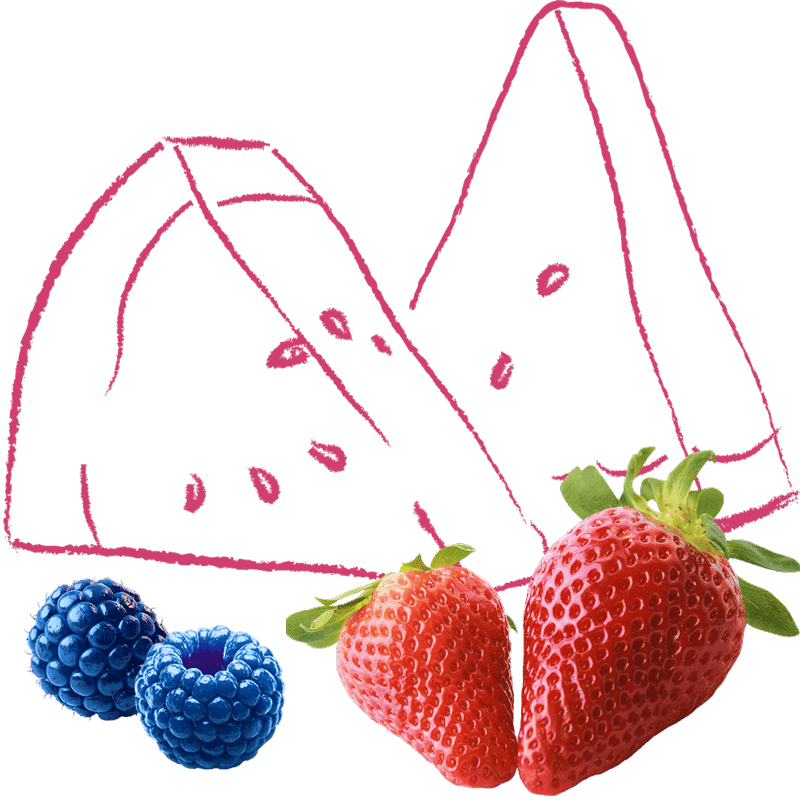 Watermelon, strawberry and blueberry ingredients